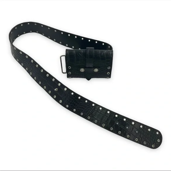 Very Rare Versace Crocodile Riveted Medusa Head Belt Bag